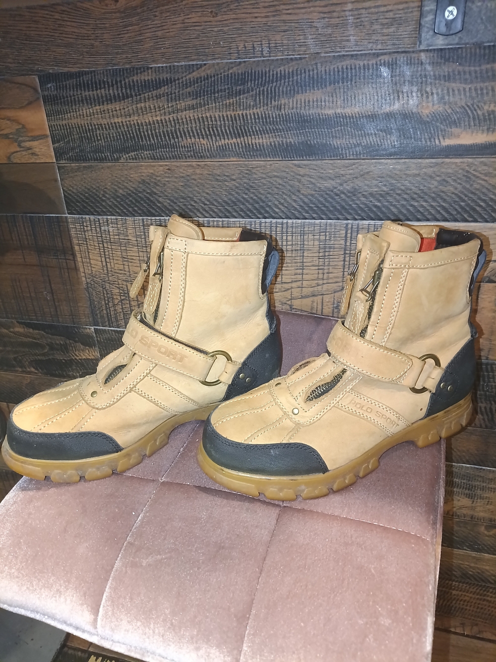 Men's Tan and Black Work-Style Utility Boots